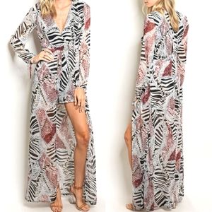 Luxxel Romper Semi-Sheer, Multi Color Print Skirt, Size Medium, Worn Once